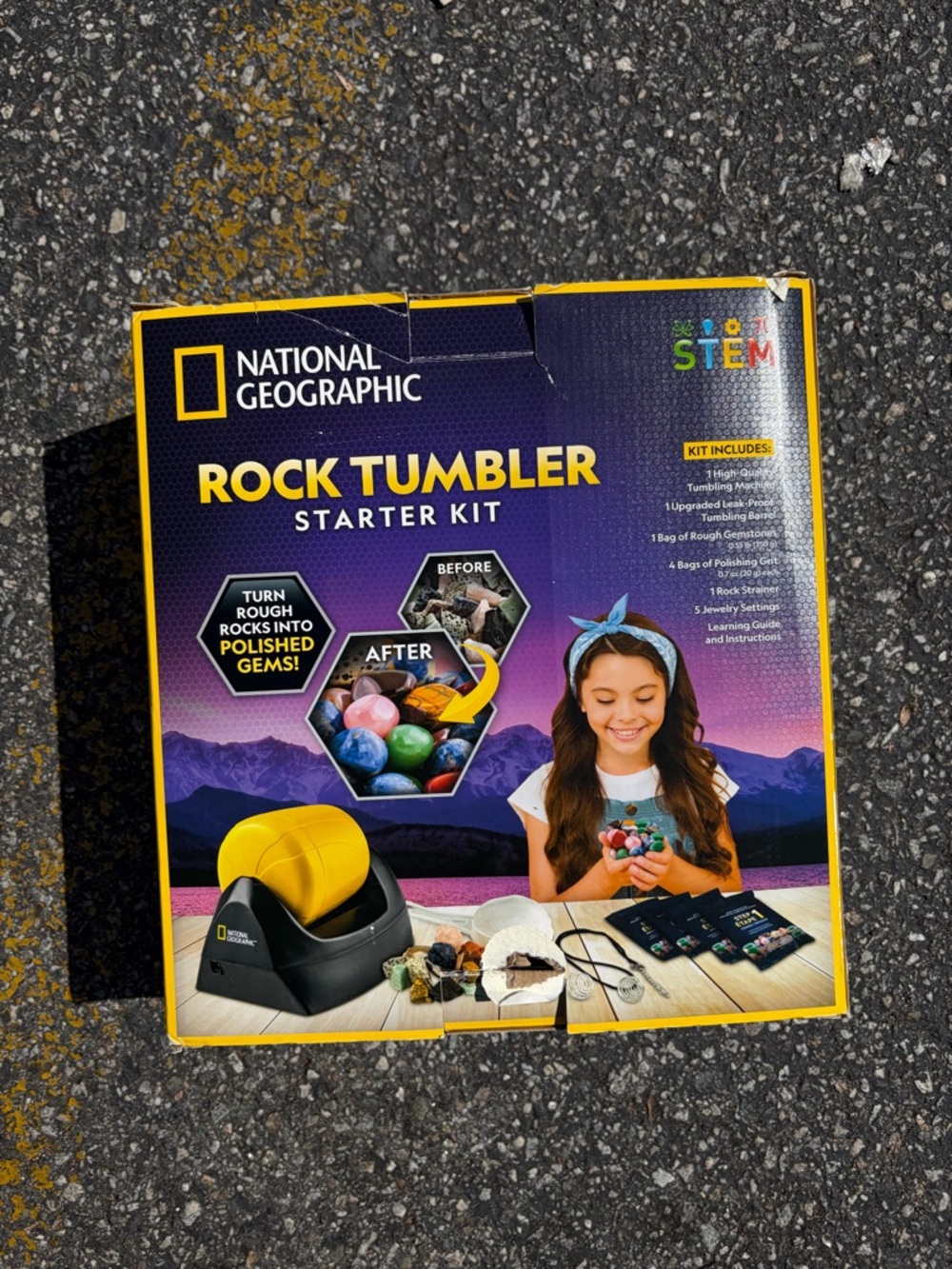 National Geographic Rock Tumbler Kit - Purple & Yellow Packaging